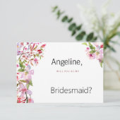 植物性ピンクのさくらんぼの花の夏の花嫁メイド 招待状 (スタンド正面)