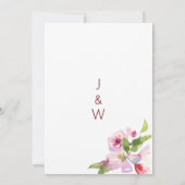 植物性ピンクのさくらんぼの花結婚の夏 招待状 (裏面)