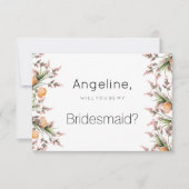 植物性ピンクのオレンジ色の夏の花の花嫁 招待状 (正面)