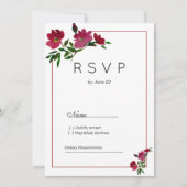 植物性ピンクのバーガンディーグリーンフローラRSVP 招待状 (正面)