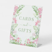 植物性ピンクのフローラカードとギフト結婚のサイン 台座サイン (正面)