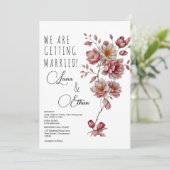 植物性ピンクのブルゴーニュのオレンジ結婚フローラ 招待状 (スタンド正面)