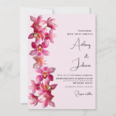 植物性ピンクのブルゴーニュのラン結婚の花 招待状 (正面)