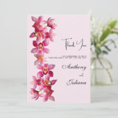 植物性ピンクのブルゴーニュの蘭の花ありがとう 招待状 (スタンド正面)