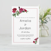 植物性ピンクのブルゴーニュフローラ結婚ズ 招待状 (スタンド正面)