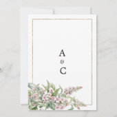 植物性ピンクのミントフラワーブーケ日付保存 招待状 (裏面)