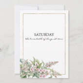 植物性ピンクのミントフラワーブーケ結婚ーズ 招待状 (裏面)