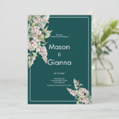 植物性ピンクのメイブグリーン結婚フローラ 招待状 (スタンド正面)