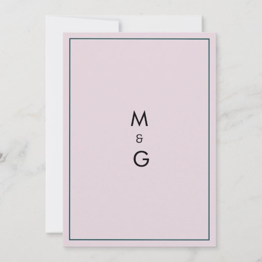 植物性ピンクのメイブグリーン結婚フローラ 招待状 (裏面)