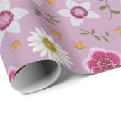 植物性ピンクのモダン野草手描き ラッピングペーパー (ロールコーナー)