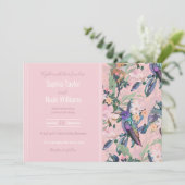 植物性ピンクの庭園花と鳥 (スタンド正面)