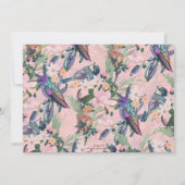 植物性ピンクの庭園花と鳥 (裏面)