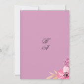 植物性ピンクの水色の花テーブル番号 招待状 (裏面)