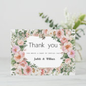 植物性ピンクの花の夏のフローラありがとう 招待状 (スタンド正面)