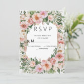 植物性ピンクの花の夏のフローラRSVP 招待状 (スタンド正面)