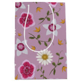 植物性ピンクの野モダン花 ミディアムペーパーバッグ (正面)