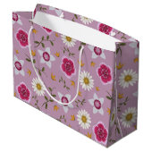 植物性ピンクの野モダン花 ラージペーパーバッグ (裏面アングル)