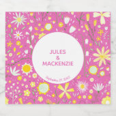 植物性ピンクの野花花の花のパタ結婚ーン ビールラベル (シングルラベル)