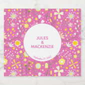 植物性ピンクの野花花柄 リキュールボトルラベル (シングルラベル)