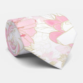 植物性ピンクの金ゴールド花 ネクタイ (ロール)
