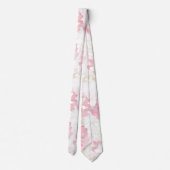 植物性ピンクの金ゴールド花 ネクタイ (裏面)