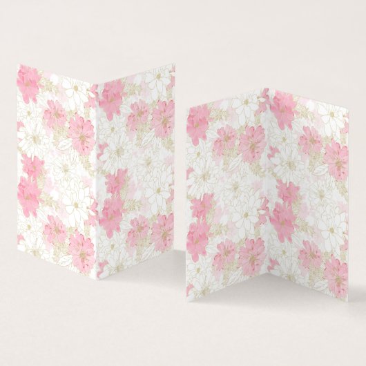 植物性ピンクの金ゴールド花 名刺 (内部&外部)