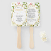 植物性ピンクグリーン金ゴールド幾何学模様結婚枠 ハンドファン (正面&裏面)