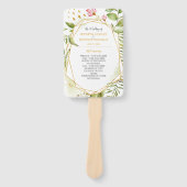 植物性ピンクグリーン金ゴールド幾何学模様結婚枠 ハンドファン (正面)