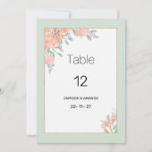 植物性ピンクコーラルミント春フローラテーブルナンバ 招待状 (正面)
