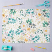 植物性ピンクティール（緑がかった色）ホワイトオレンジフローラ 薄葉紙 (クラフト)