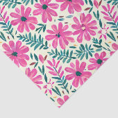 植物性ピンクデイジー水彩模様 薄葉紙 (詳細)