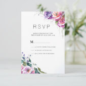 植物性ピンクパープルコーラルグリーンフローラRSVP 招待状 (スタンド正面)