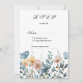 植物性ピンクブルー春野花RSVP 招待状 (正面)
