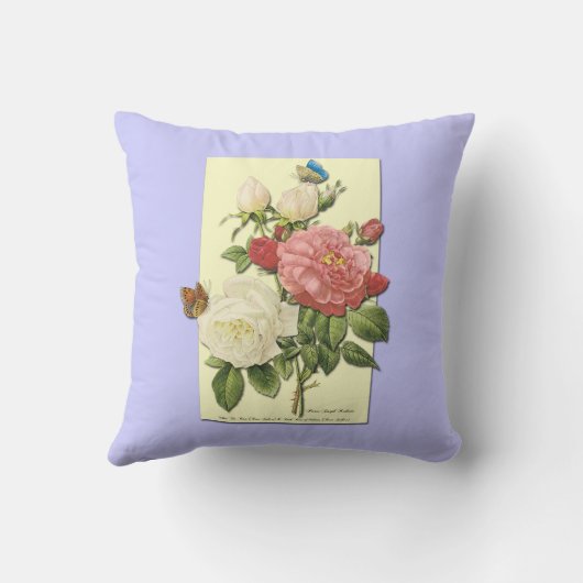 植物性ピンクホワイトローゼバタフライピロー クッション (裏面)