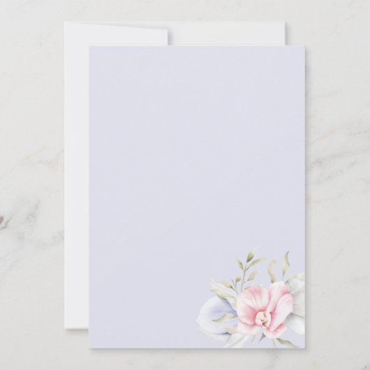 植物性ピンクミントグリーン薄紫結婚フラワー 招待状 (裏面)