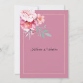 植物性ピンクミントフォーマルスクリプトフローラ結婚の 招待状 (裏面)