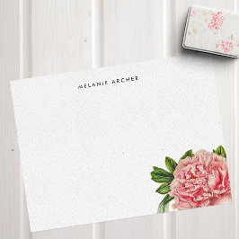 植物性ピンク水色牡丹パーソナライズされた ノートカード