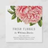 植物性ピンク牡丹の花スタイリッシュヴィンテージフローラ スクエア名刺 (正面)