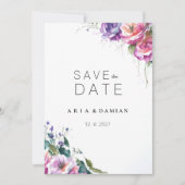 植物性ピンク紫のサンゴフローラ保存日付 招待状 (正面)
