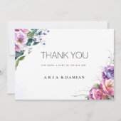 植物性ピンク紫コーラルグリーンフローラサンキュー 招待状 (正面)