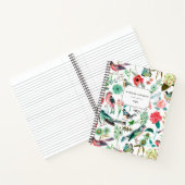 植物性ピンク赤フローラ花鳥柄 ノートブック (内部)