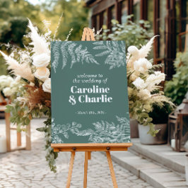 植物性ファーンウッドランド結婚のウェルカムサイン ポスター