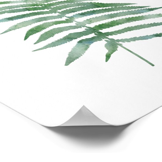 植物性ファーンリーフグリーンウォーター色の自然植物 ポスター (角)