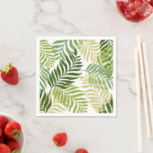 植物性ファーン葉の模様が白 スタンダードカクテルナプキン (インサイチュ)