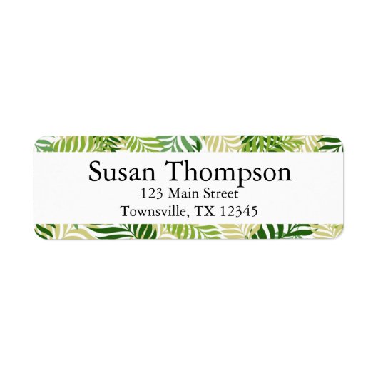 植物性ファーン葉の模様が白 ラベル (正面)