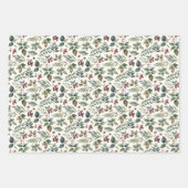植物性フェスティバルの緑とベリーのクリスマス ラッピングペーパーシート (正面)