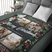 植物性フェスティバル4フォトコラージクリスマス フリースブランケット