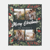 植物性フェスティバル4フォトコラージクリスマス フリースブランケット (正面)