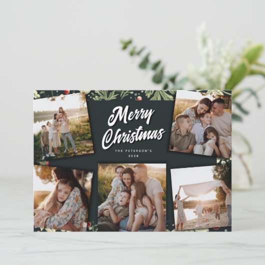 植物性フェスティバル5フォトコラージクリスマス シーズンカード (スタンド正面)