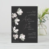 植物性フォーマルドッグウッド白黒招待状 招待状 (スタンド正面)